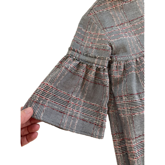 ZARA CHECKED DRESS WITH RUFFLED SLEEVES soft collection 6 years Flare Sleeve - Picture 8 of 9